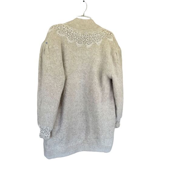 Vintage Gizel Sweater Coat White Beaded Angora Rabbit Hair Cardigan L/XL New - Picture 3 of 13
